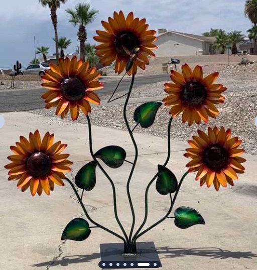 Welded sunflower garden sculpture